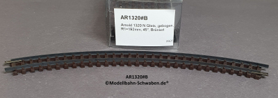 Arnold 1320 N Gleis, gebogen, R1=192mm, 45°, Brüniert