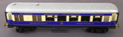 Biller-Bahn Spur 0, Blech/TinPlate Personenwagen Rheingold 1.Kl., DR Mitropa, Länge 375