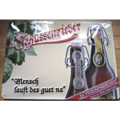 Blech Emailschild Schussenrieder Brauerei ca. 39cm x 29cm