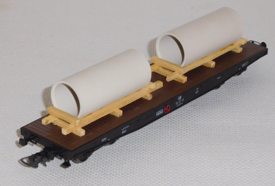 Bramos 212771 H0 Flachwagen SSms, beladen mit Betonrohren, DR, OVP Bramos 212771 H0 Flachwagen SSms, beladen mit Betonrohren, DR, OVP