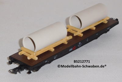 Bramos 212771 H0 Flachwagen SSms, beladen mit Betonrohren, DR, OVP