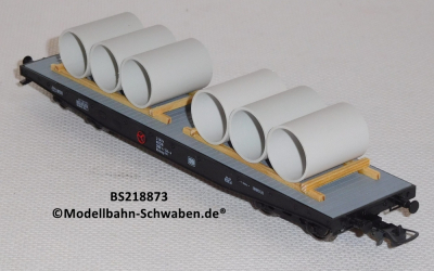 Bramos 218873 H0 Flachwagen beladen mit Betonrohren, OVP