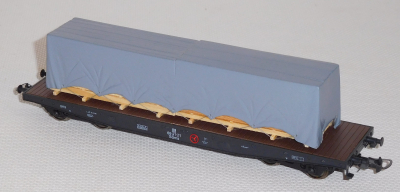 Bramos 3531 H0 Flachwagen SSms, beladen mit Schnittholz / Plane, DR, OVP Bramos 3531 H0 Flachwagen SSms, beladen mit Schnittholz / Plane, DR, OVP