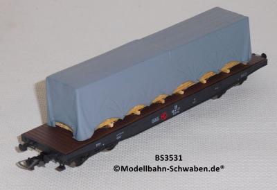 Bramos 3531 H0 Flachwagen SSms, beladen mit Schnittholz / Plane, DR, OVP