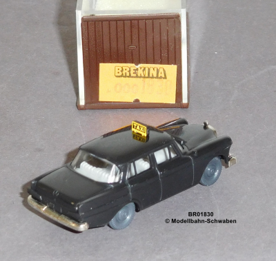 Brekina 1830 M1:87 PKW Taxi MB 190, schwarz ohne Außenspiegel, OVP