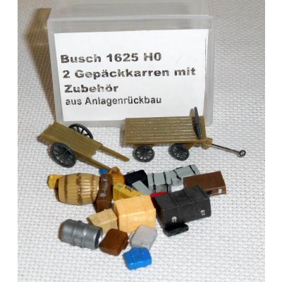 Busch 1625 H0 2 Gepäckkarren mit Zubehör, EVP