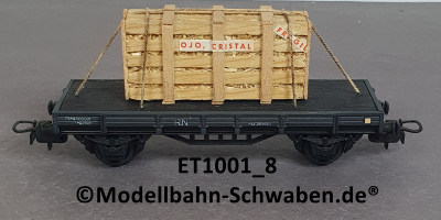 Elektrotren 1001/8 Niederbordwagen grau mit Glaskisten, OVP