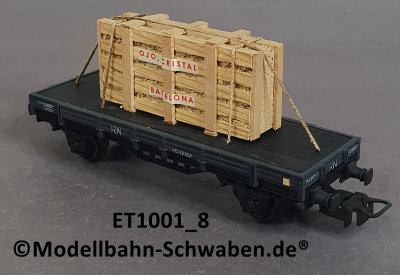 Elektrotren 1001/8 Niederbordwagen grau mit Glaskisten, OVP
