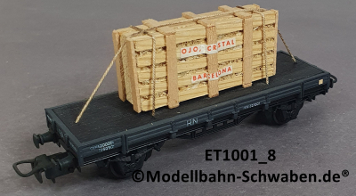 Elektrotren 1001/8 Niederbordwagen grau mit Glaskisten, OVP