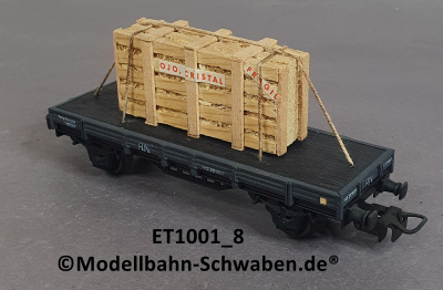 Elektrotren 1001/8 Niederbordwagen grau mit Glaskisten, OVP