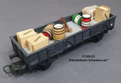 Elektrotren 1001/9 Hochbordwagen grau mit Güterbeladung, R.N.