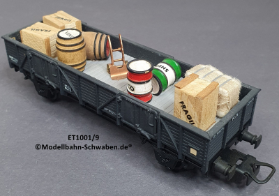 Elektrotren 1001/9 Hochbordwagen grau mit Güterbeladung, R.N.
