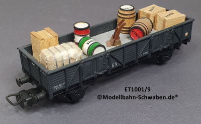 Elektrotren 1001/9 Hochbordwagen grau mit Güterbeladung, R.N.