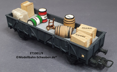 Elektrotren 1001/9 Hochbordwagen grau mit Güterbeladung, R.N., OVP