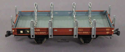 ETS 412 Spur 0, M1:45, Blech/TinPlate Rungenwagen, Reihe NP, CSD, OVP