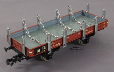 ETS 412 Spur 0, M1:45, Blech/TinPlate Rungenwagen, Reihe NP, CSD, OVP