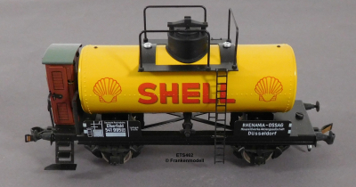 ETS 462 Spur 0, M1:45, Blech/TinPlate Kesselwagen m.Bremserhaus Shell, DR, OVP