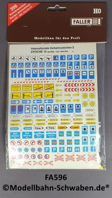 Faller 596 H0 Verkehrszeichen Europa International ab 1977-1985, Bausatz, OVP