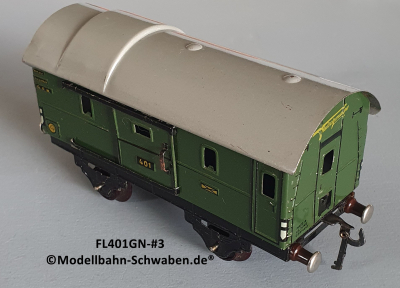 Fleischmann 401GN Spur 0, Packwagen m. Schiebetüren, Grün Fleischmann 401GN Spur 0, Packwagen m. Schiebetüren, Grün