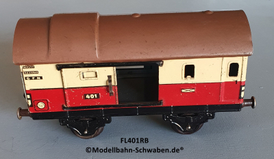 Fleischmann 401RB Spur 0, Packwagen m. Schiebetüren, rot/beige