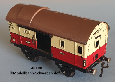 Fleischmann 401RB Spur 0, Packwagen m. Schiebetüren, rot/beige