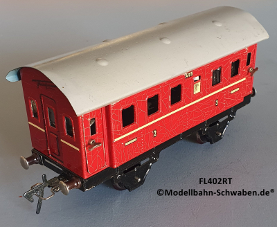 Fleischmann 402 Spur 0, Personenwagen 2./3.Kl., Rot, 4 Schwenktüren Fleischmann 402 Spur 0, Personenwagen 2./3.Kl., Rot, 4 Schwenktüren