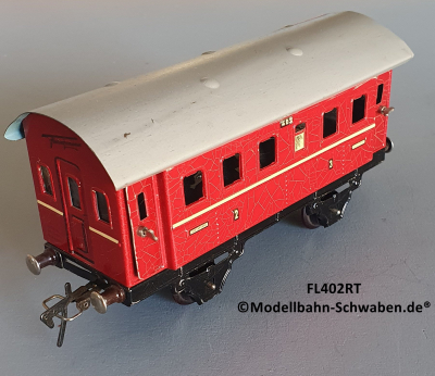 Fleischmann 402 Spur 0, Personenwagen 2./3.Kl., Rot, 4 Schwenktüren Fleischmann 402 Spur 0, Personenwagen 2./3.Kl., Rot, 4 Schwenktüren