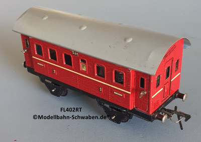Fleischmann 402 Spur 0, Personenwagen 2./3.Kl., Rot, 4 Schwenktüren Fleischmann 402 Spur 0, Personenwagen 2./3.Kl., Rot, 4 Schwenktüren