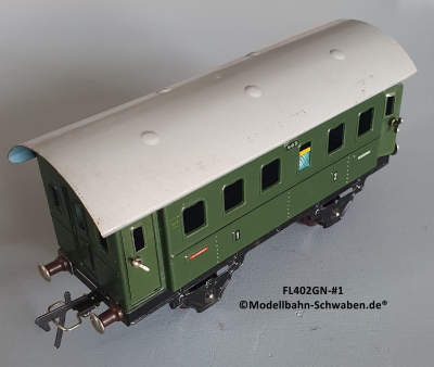 Fleischmann 402GN Spur 0, Personenwagen 1./2.Kl., grün, 4 Schwenktüren