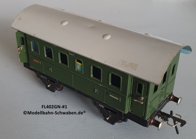 Fleischmann 402GN Spur 0, Personenwagen 1./2.Kl., grün, 4 Schwenktüren