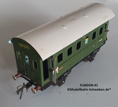 Fleischmann 402GN Spur 0, Personenwagen 1./2.Kl., grün, 4 Schwenktüren