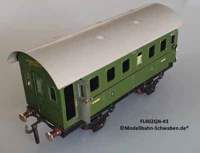 Fleischmann 402GN Spur 0, Personenwagen 1./2.Kl., grün, 4 Schwenktüren