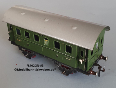 Fleischmann 402GN Spur 0, Personenwagen 1./2.Kl., grün, 4 Schwenktüren