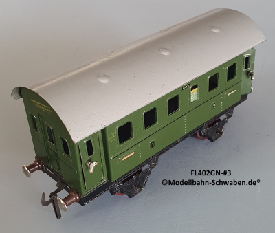 Fleischmann 402GN Spur 0, Personenwagen 1./2.Kl., grün, 4 Schwenktüren