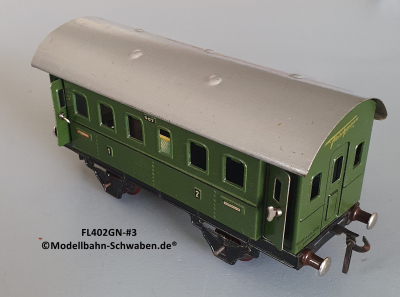 Fleischmann 402GN Spur 0, Personenwagen 1./2.Kl., grün, 4 Schwenktüren