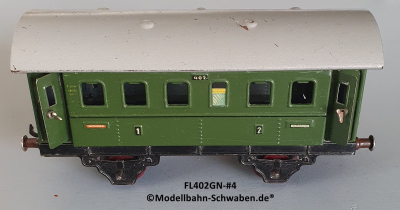 Fleischmann 402GN Spur 0, Personenwagen 1./2.Kl., grün, 4 Schwenktüren