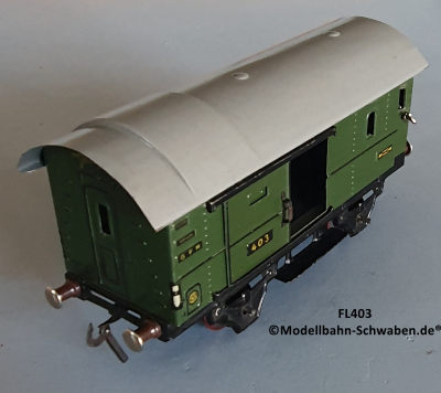 Fleischmann 403 Spur 0, Packwagen m. Schwenk- und Schiebetüren Fleischmann 403 Spur 0, Packwagen m. Schwenk- und Schiebetüren