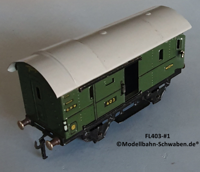 Fleischmann 403 Spur 0, Packwagen m. Schwenk- und Schiebetüren