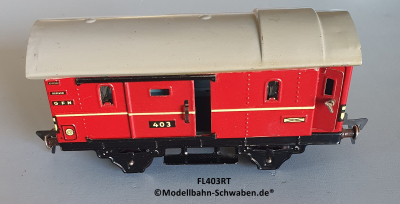 Fleischmann 403 Spur 0, Packwagen m. Schwenk- und Schiebetüren, Rot