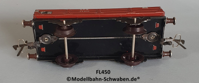 Fleischmann 450 Spur 0, Niederbordrwagen, rotbraun, Metall,
