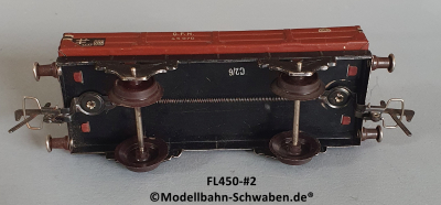 Fleischmann 450 Spur 0, Niederbordrwagen, rotbraun, Metall,