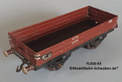 Fleischmann 450 Spur 0, Niederbordrwagen, rotbraun, Metall, Fleischmann 450 Spur 0, Niederbordrwagen, rotbraun, Metall,