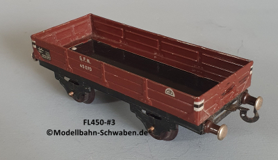 Fleischmann 450 Spur 0, Niederbordrwagen, rotbraun, Metall, Fleischmann 450 Spur 0, Niederbordrwagen, rotbraun, Metall,