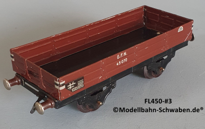 Fleischmann 450 Spur 0, Niederbordrwagen, rotbraun, Metall, Fleischmann 450 Spur 0, Niederbordrwagen, rotbraun, Metall,