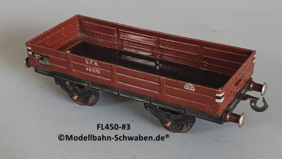 Fleischmann 450 Spur 0, Niederbordrwagen, rotbraun, Metall, Fleischmann 450 Spur 0, Niederbordrwagen, rotbraun, Metall,