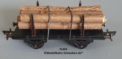 Fleischmann 454 Spur 0, Langholzwagen, 2-achs, Metall, OVP