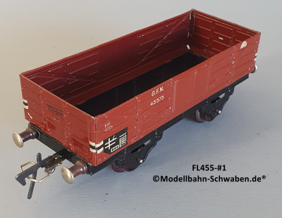 Fleischmann 455 Spur 0, Hochbordwagen, rotbraun, 2-achs, Metall