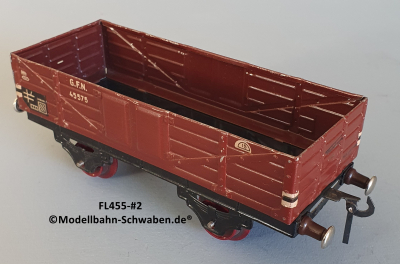 Fleischmann 455 Spur 0, Hochbordwagen, rotbraun, 2-achs, Metall