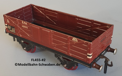 Fleischmann 455 Spur 0, Hochbordwagen, rotbraun, 2-achs, Metall