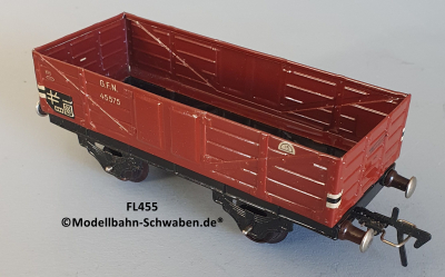 Fleischmann 455 Spur 0, Hochbordwagen, rotbraun, 2-achs, Metall, OVP Fleischmann 455 Spur 0, Hochbordwagen, rotbraun, 2-achs, Metall, OVP